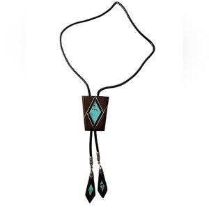 Turquoise and Brown Pendant Necklace